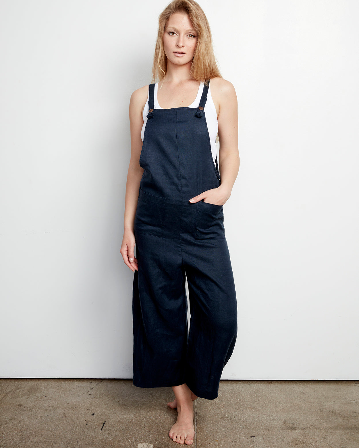 Linen Overall | Natural | Crop | 4our Dreamers 4OURDREAMERS Linen Overall | Natural | Crop | 4our Dreamers 4OURDREAMERS