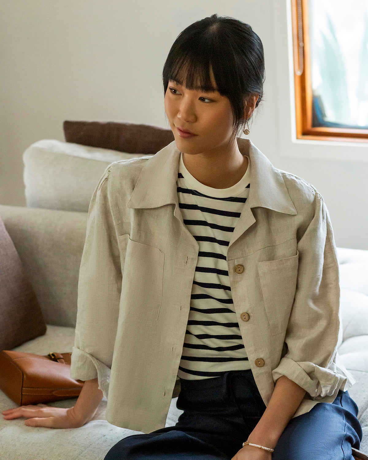 CHARLIE Crop Jacket, 100% Linen – 4OURDREAMERS