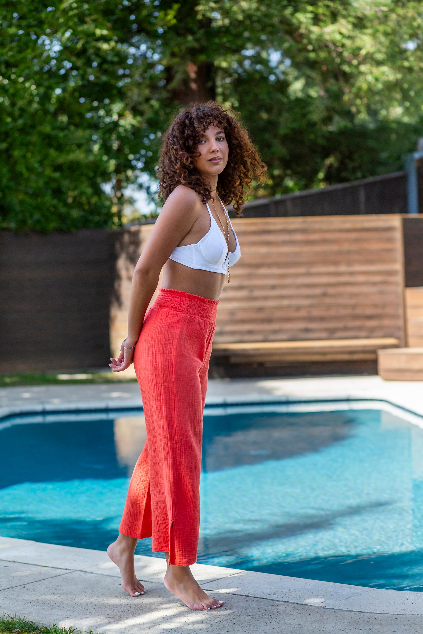 MARNI Cotton Gauze Smocked Waist Beach Pant, 4 Colors