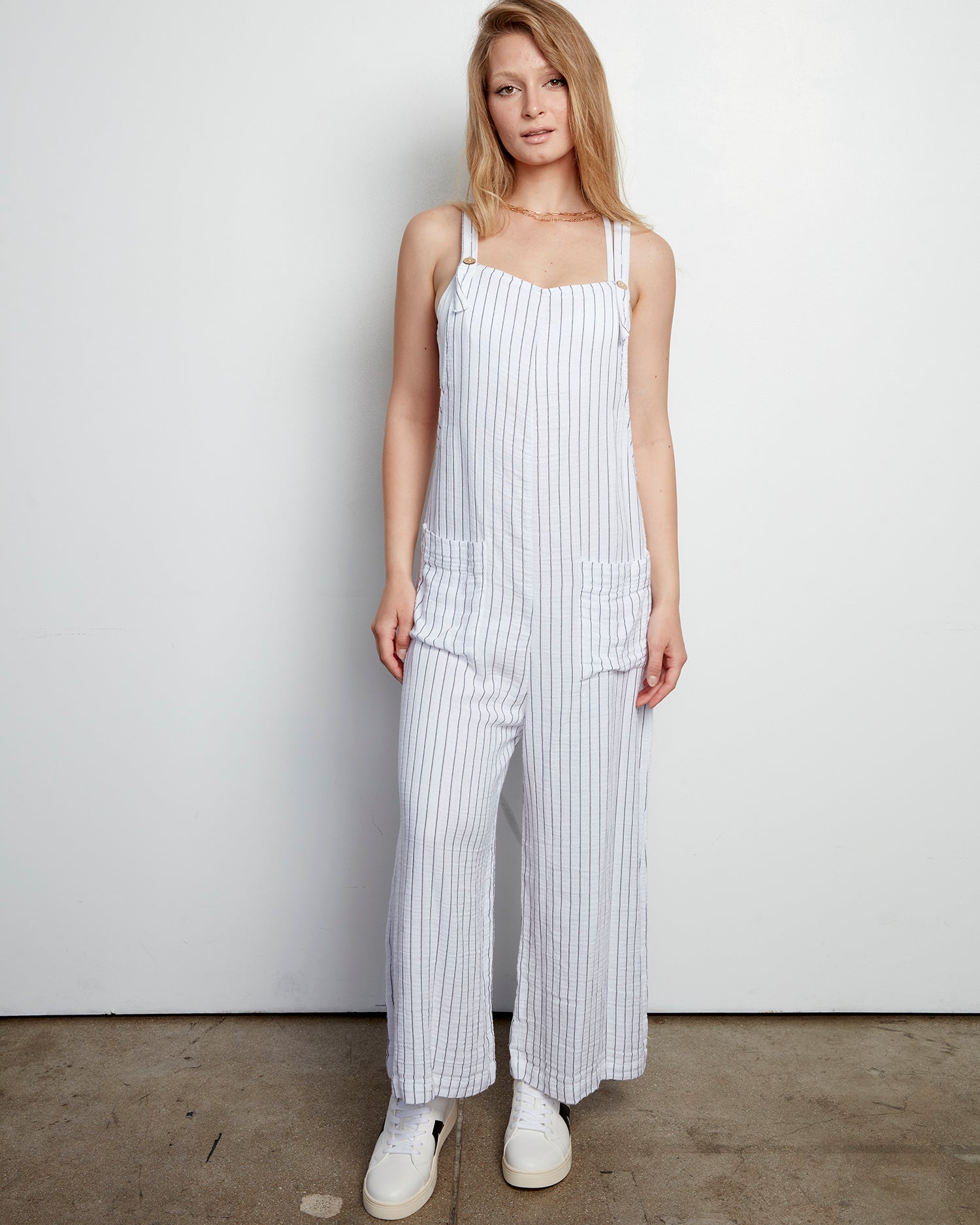 EDEN Stripe Linen Crop Overall