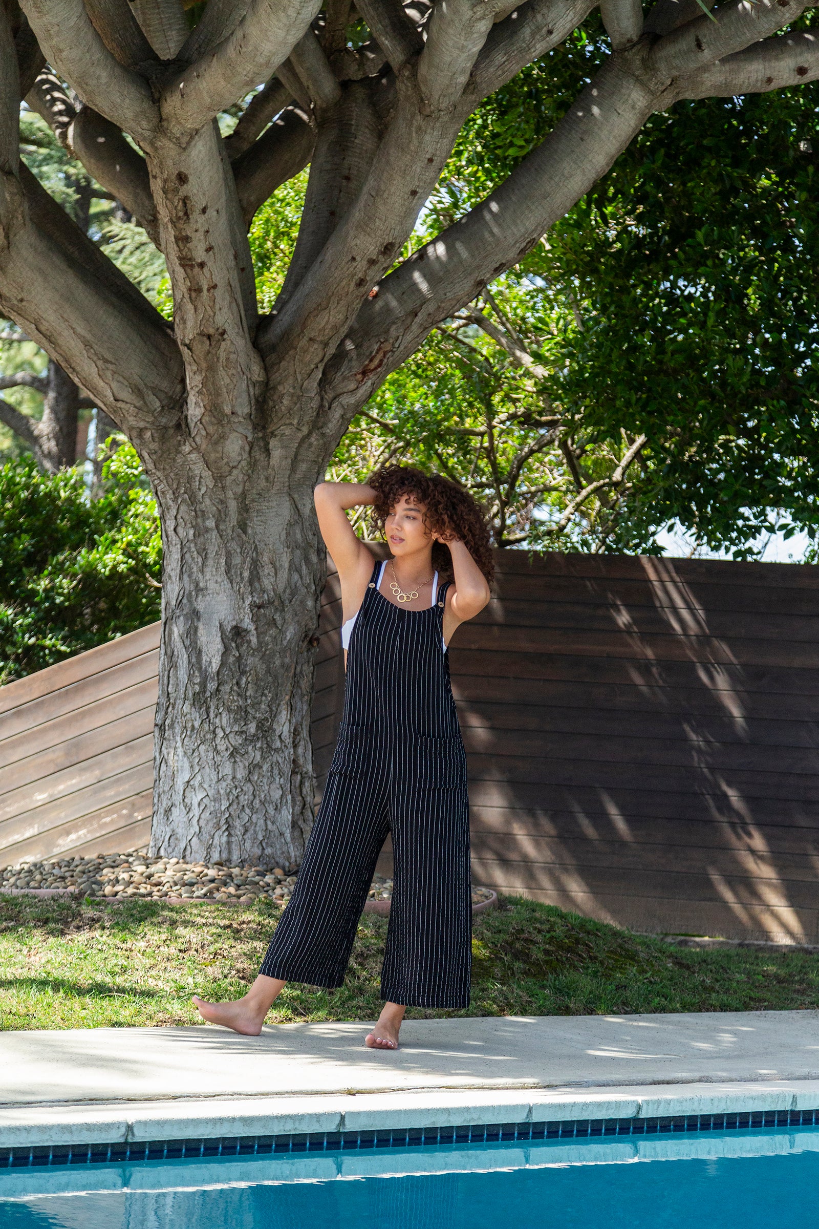 Linen Overall | Natural | Crop | 4our Dreamers – 4OURDREAMERS