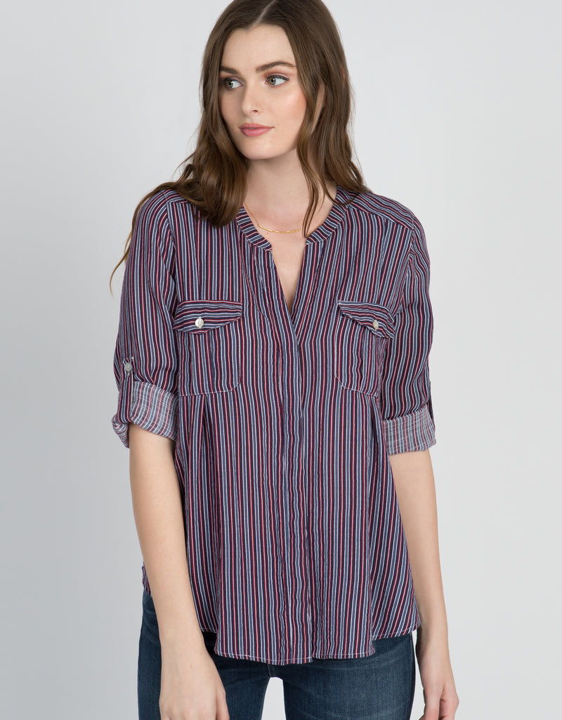 Striped Two Pocket Button Down - 4our Dreamers