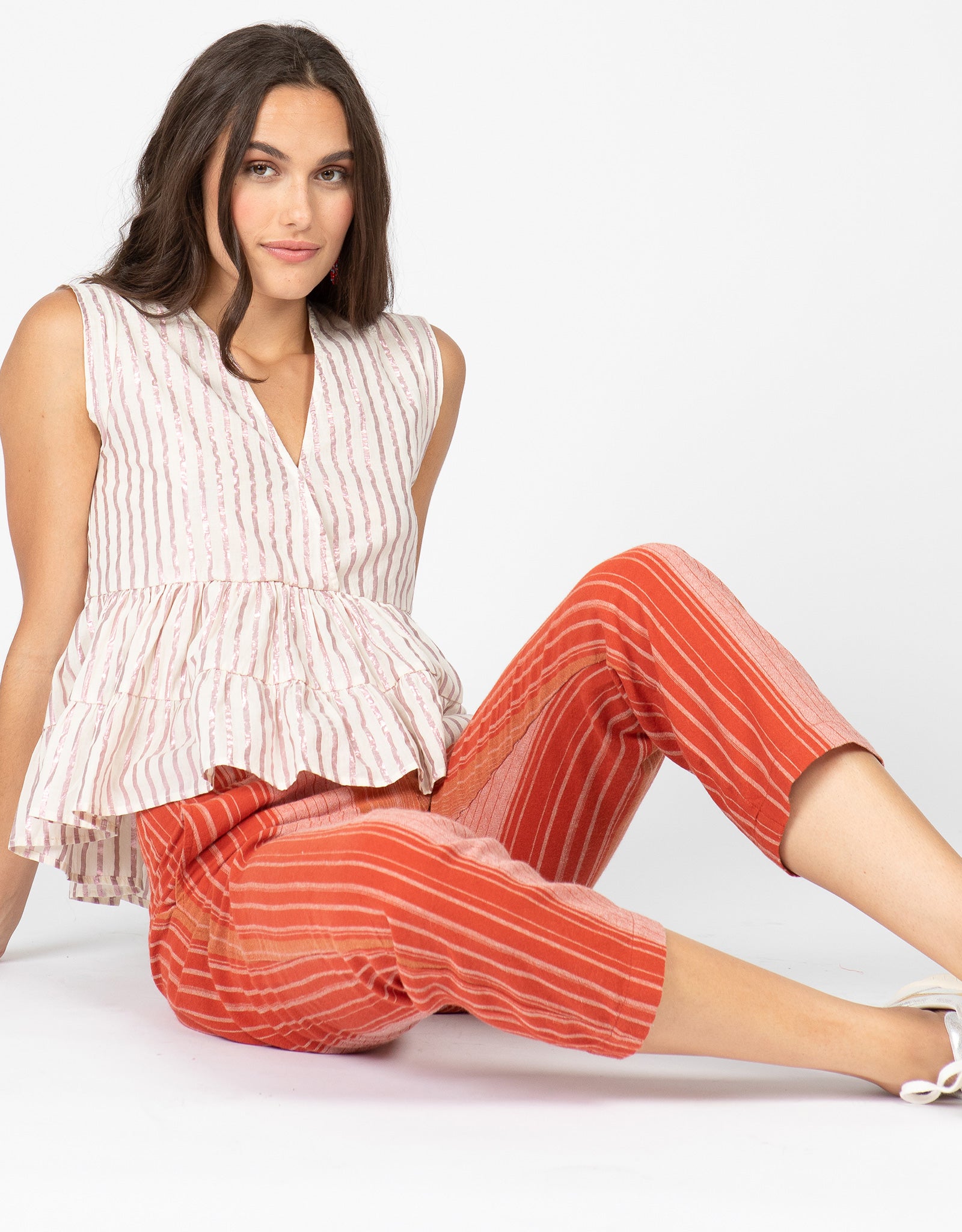 Stripe Trouser With Braided Belt