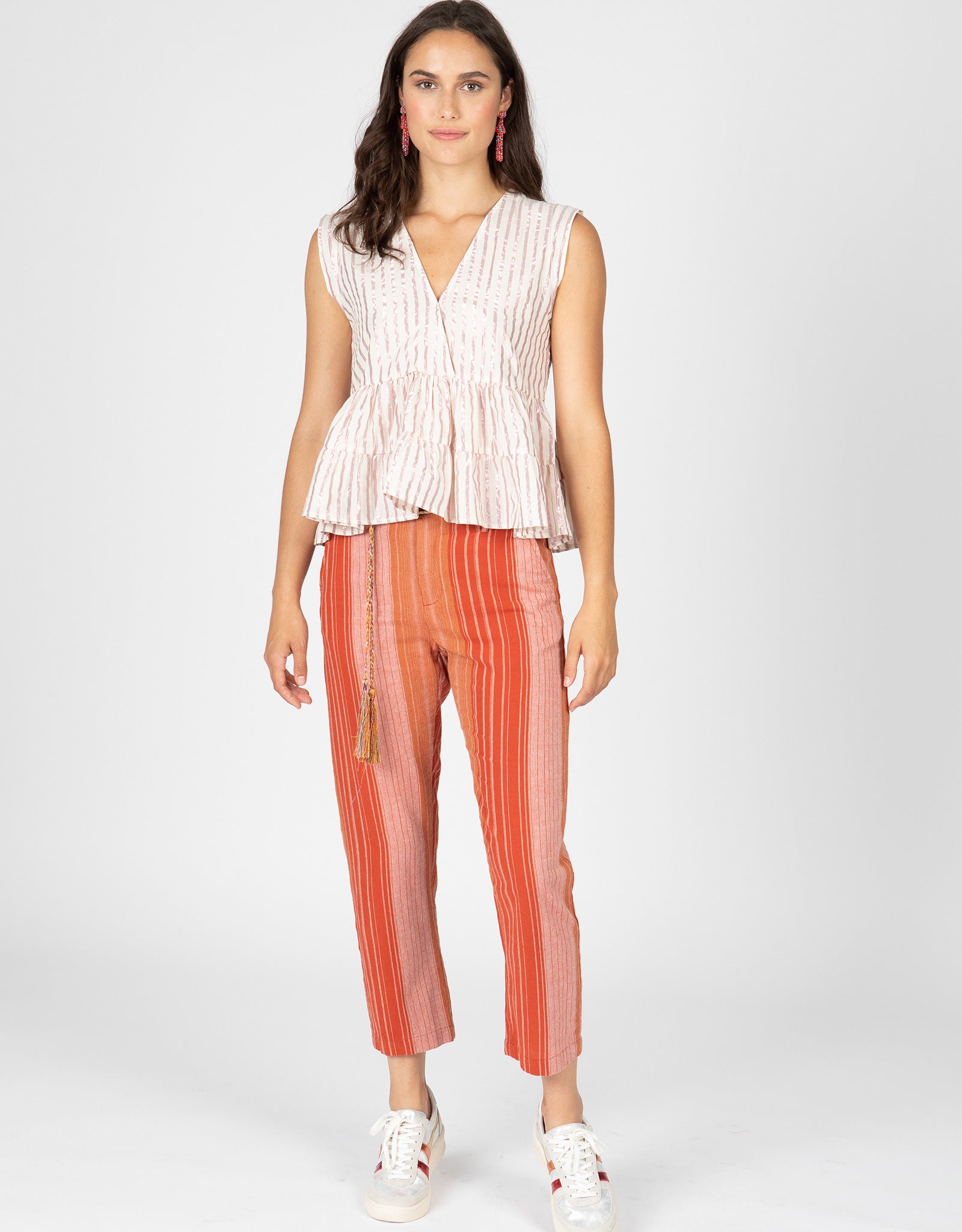 Stripe Trouser With Braided Belt