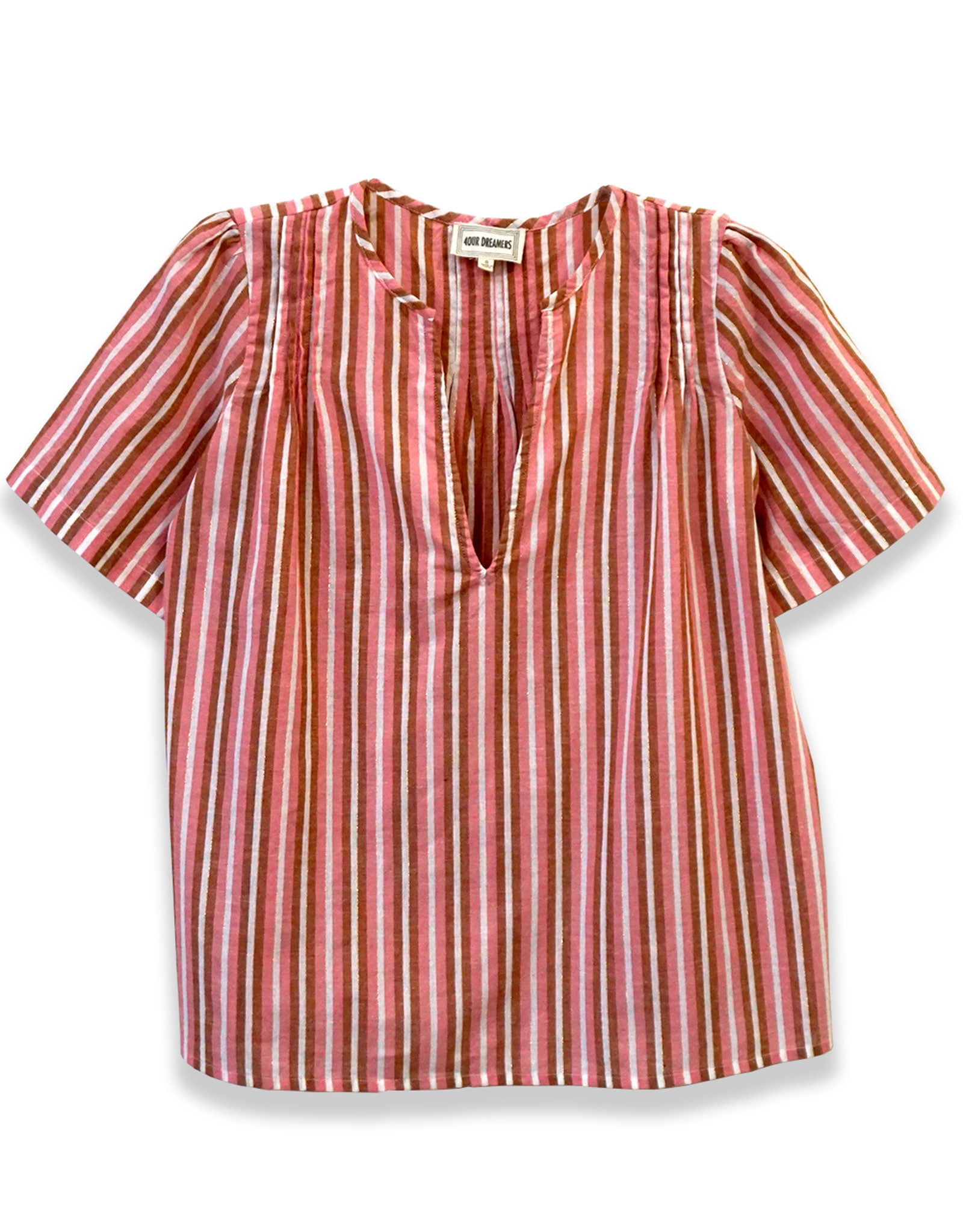 Short Sleeve Stripe Top | Pink