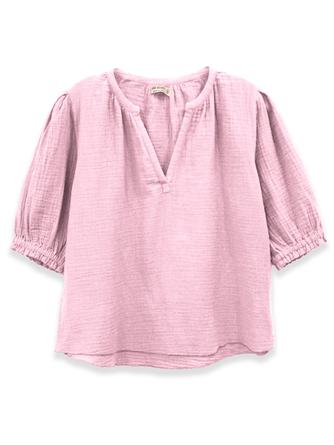 Puff Sleeve Top, Gauze | Pink