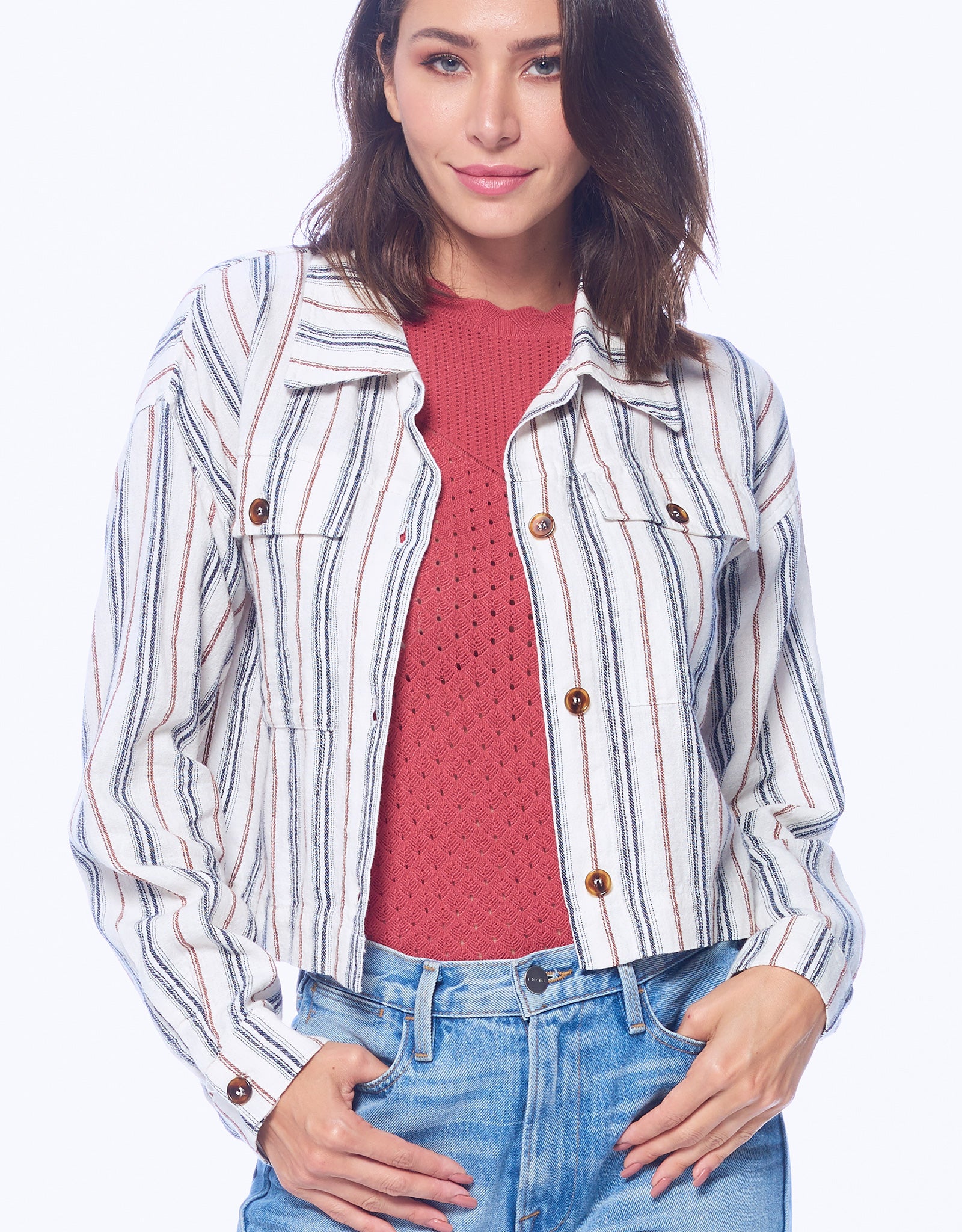 Cropped Stripe Jacket