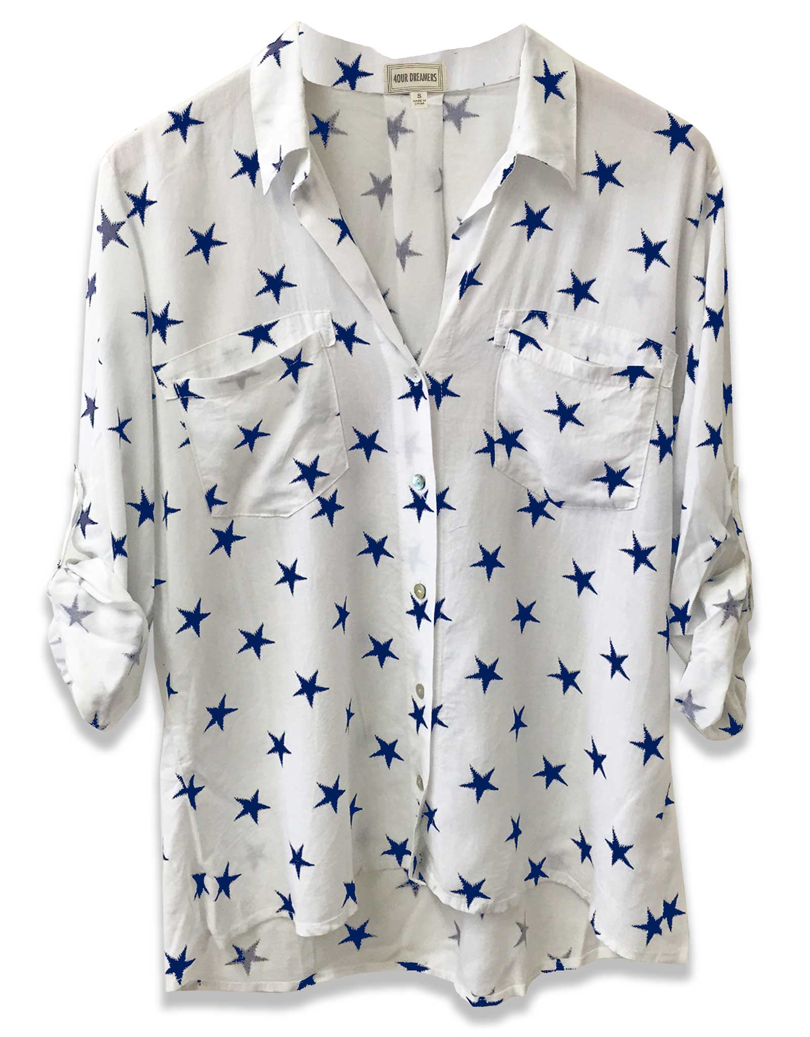 Star Printed Blouse | White + Blue | FINAL SALE