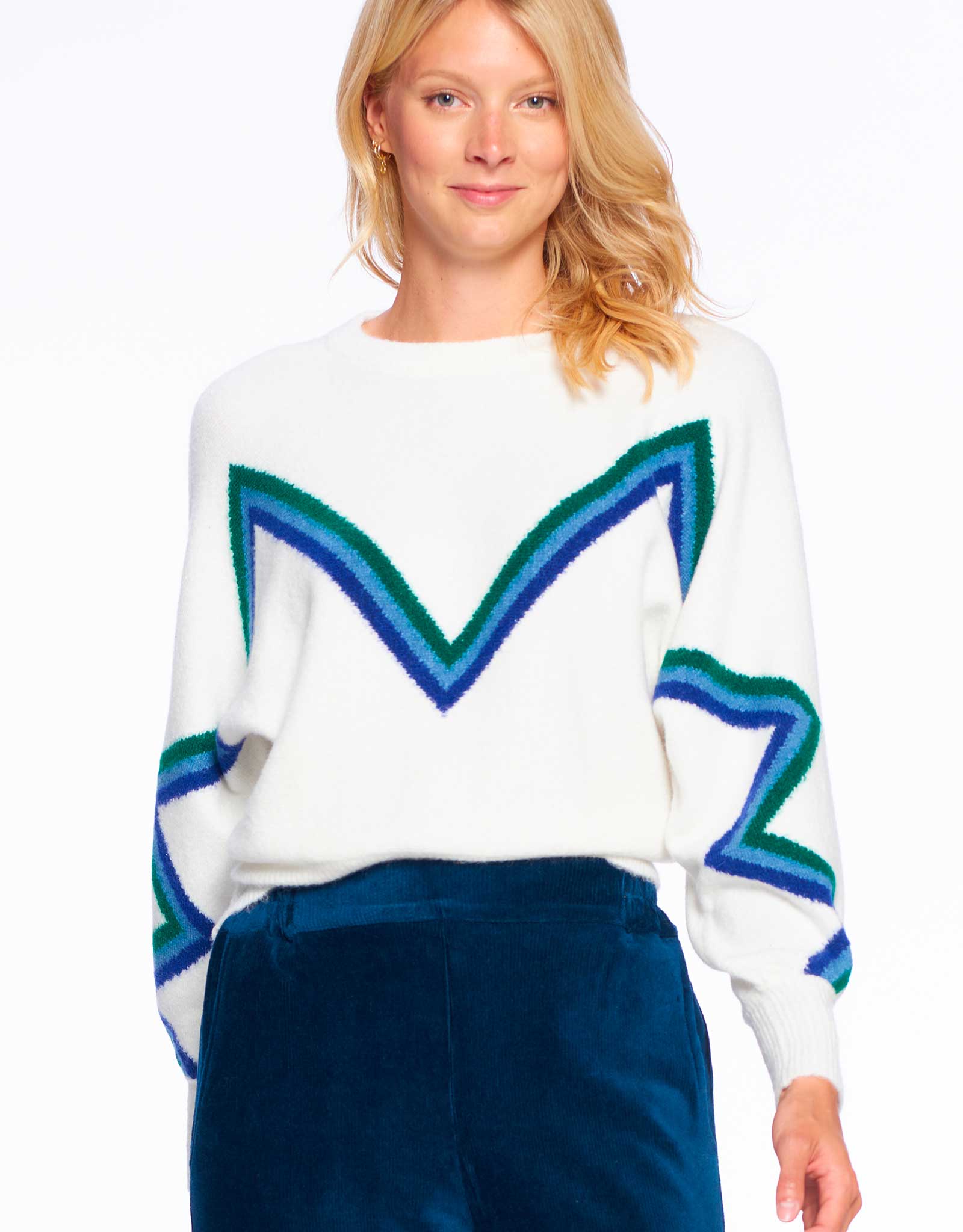 Chevron Stripe Sweater| Winter White | FINAL SALE