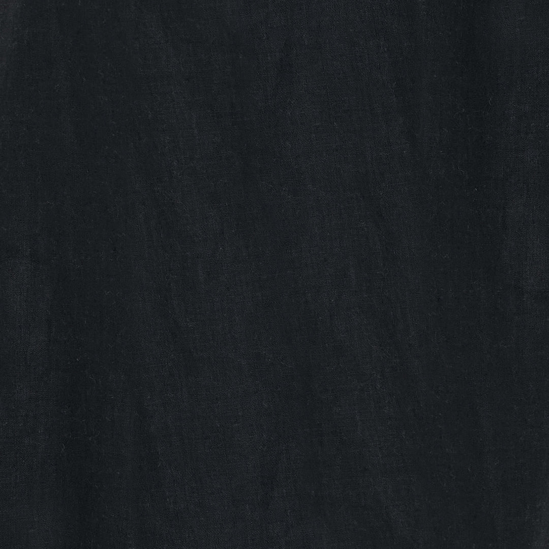 Linen Foldover Waist Pant | Black